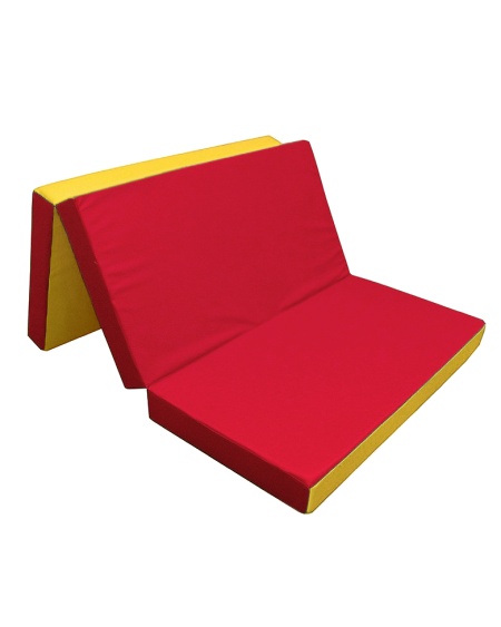 Мат спортивный гимнастический складной 150х100х10 см (3 сложения) желто-красный фото