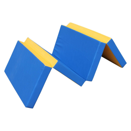 Мат спортивный гимнастический складной 200х100х10 см (4 сложения) желто-синий фото